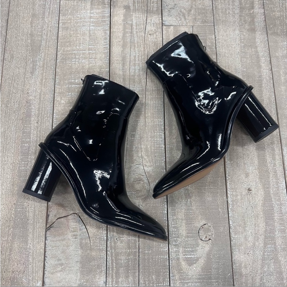 Rag & Bone Wiley Leather High Ankle Boots Black Patent size 6.5 - Picture 2 of 5